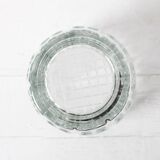 Vintage Solid Heavy Clear Hand Pressed Glass Flower Vase / Italy / 1960s