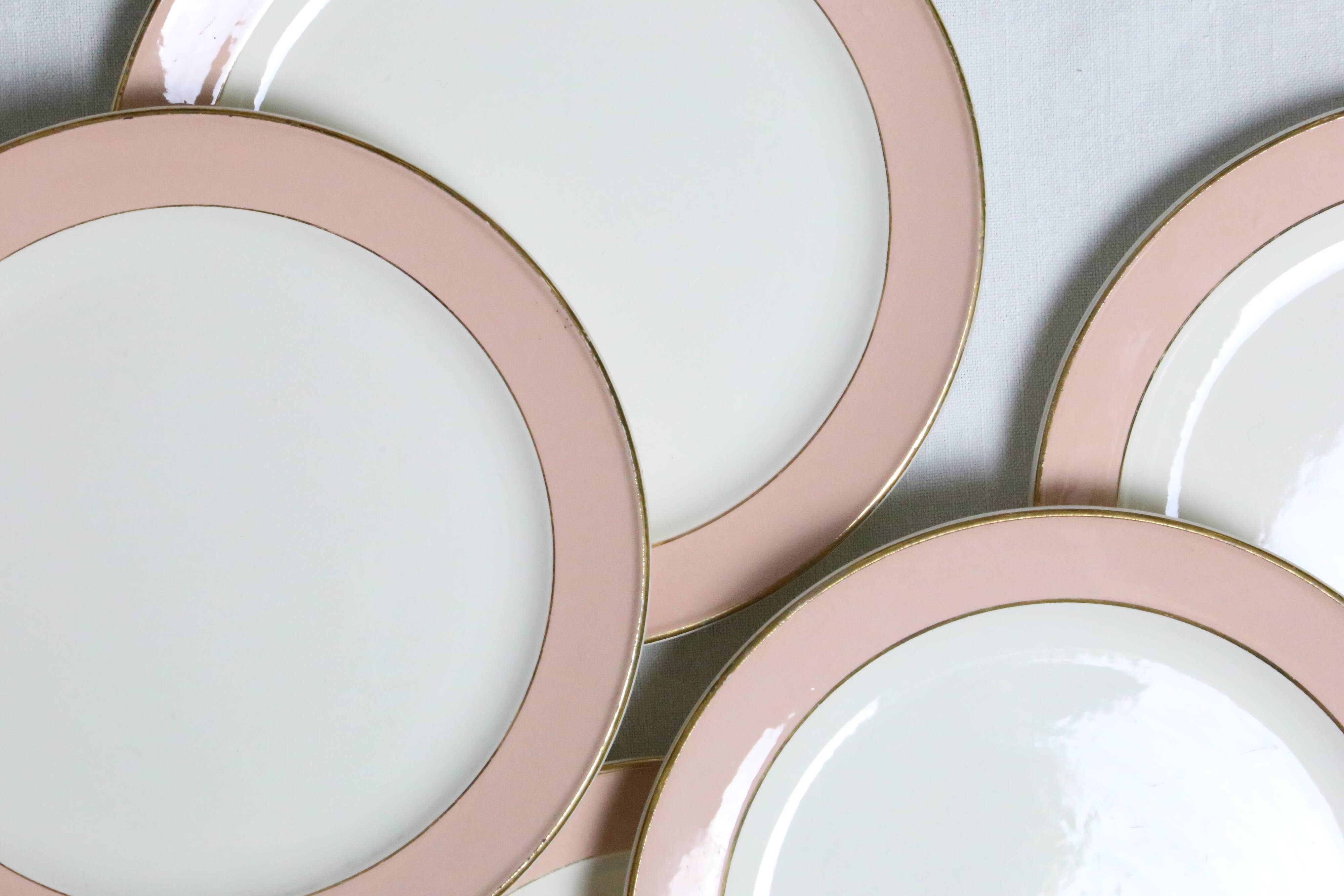 Deep plate service x6, Santos service, pink, Villeroy and Boch, vintage