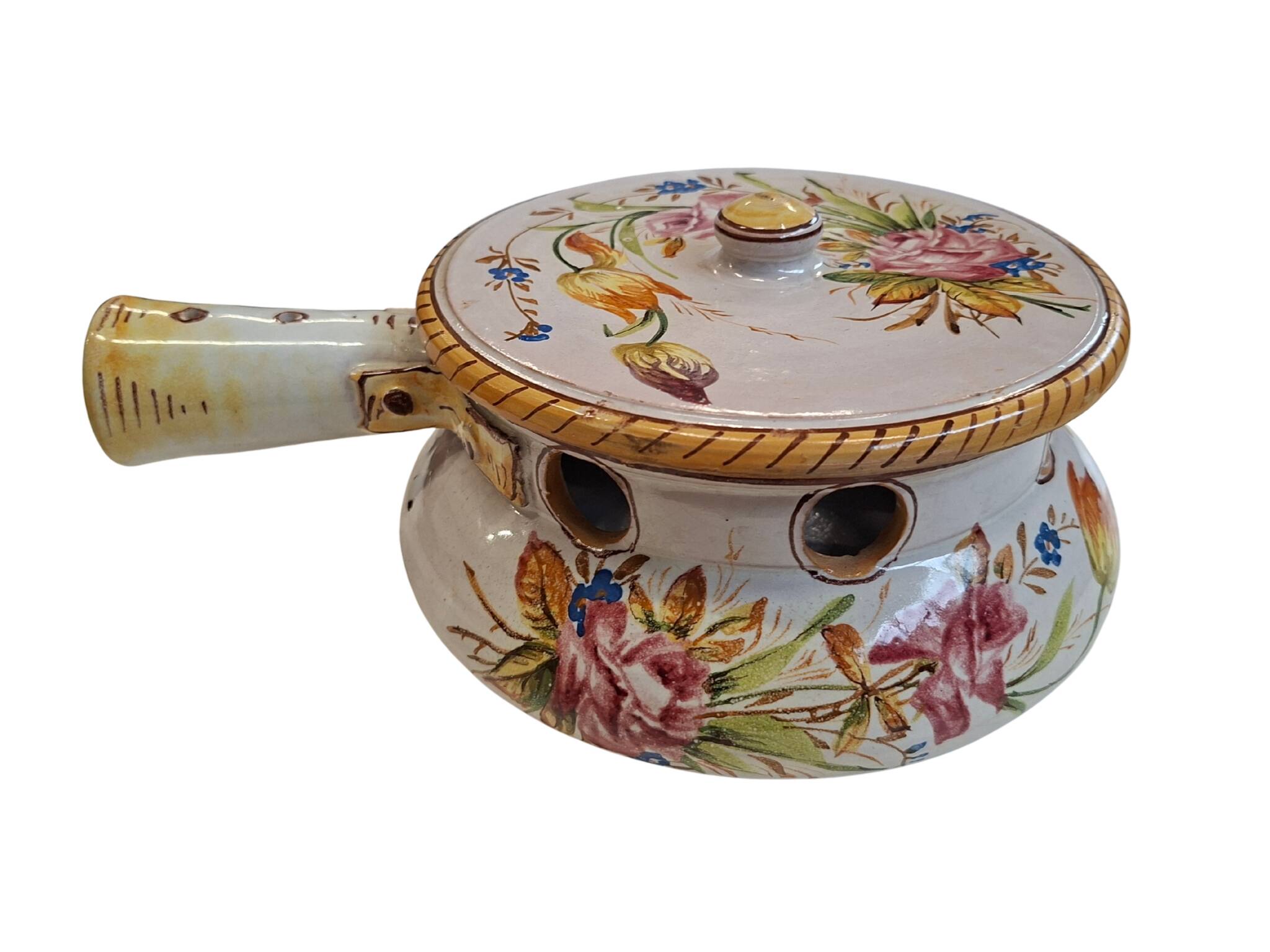 Scaldino in Ceramica Dipinto a Mano – Stile Deruta – Vintage da Collezione
