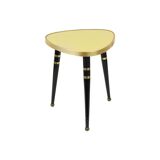 Seventies yellow triangular plant table design formica copper conical