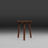 Tabouret rustique français en bois 1940
