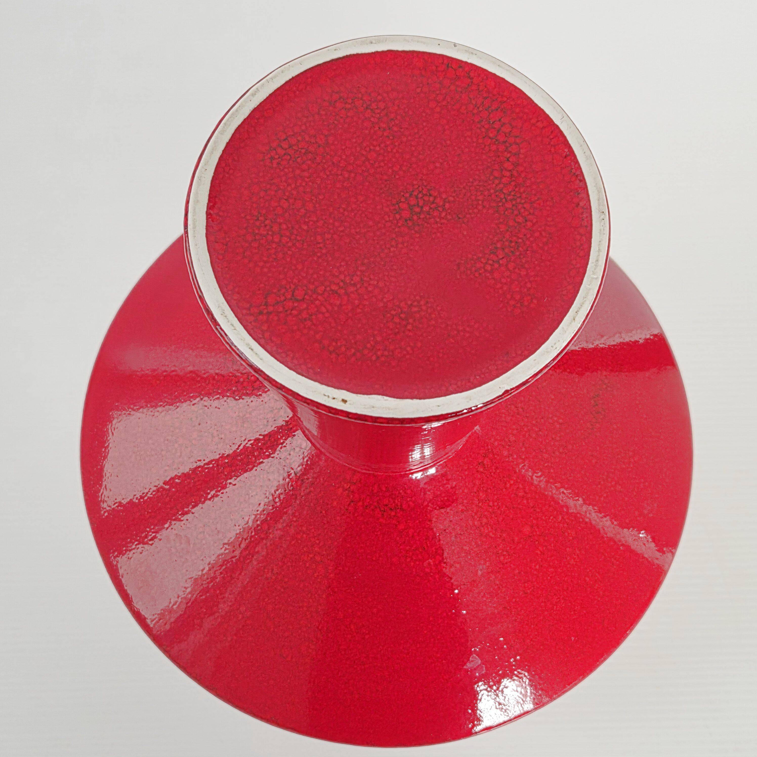 Vintage 1950 red italian ceramic vase 50s retro spaghetti rockabilly