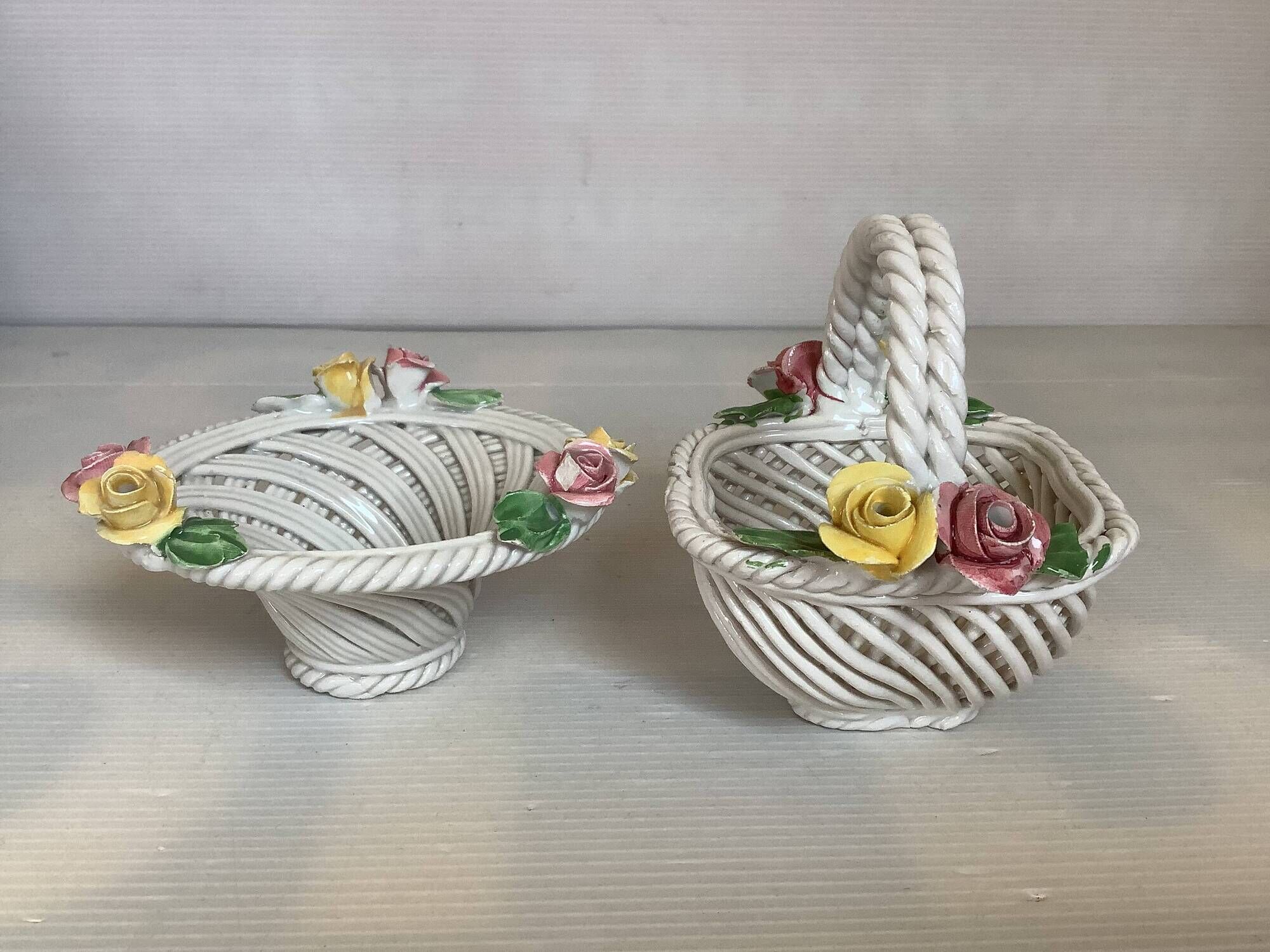 Paire de vide poches en céramique tressée