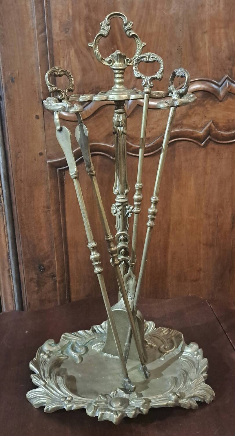 Bronze fireplace set