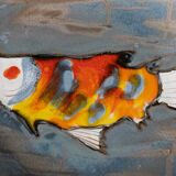 Stylized fish set 1960 Blue background Vallauris 1 course 12 plates