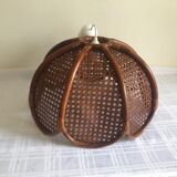 Suspension fleur rotin