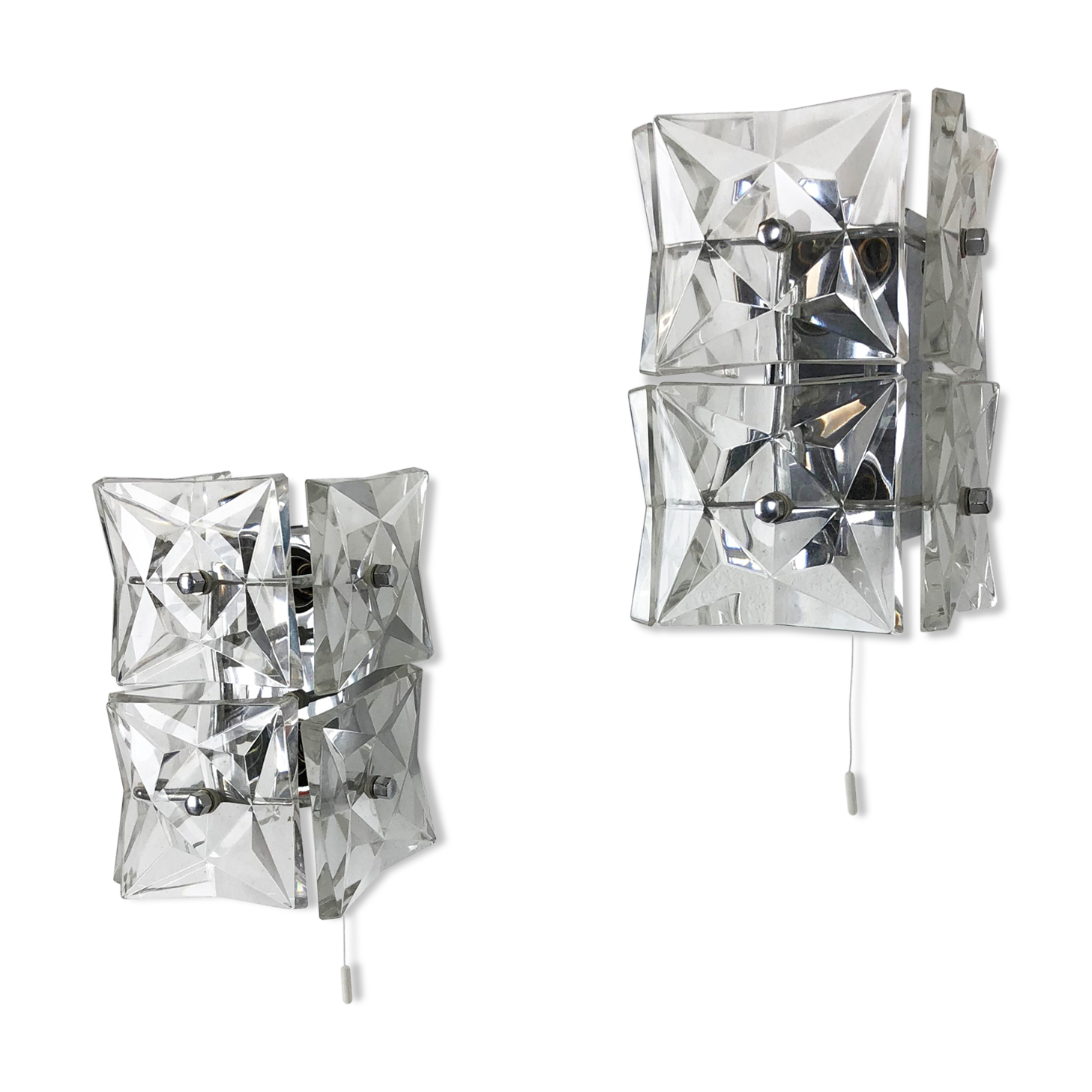 Glass wall lamps by Kinkeldey Germany 1960s