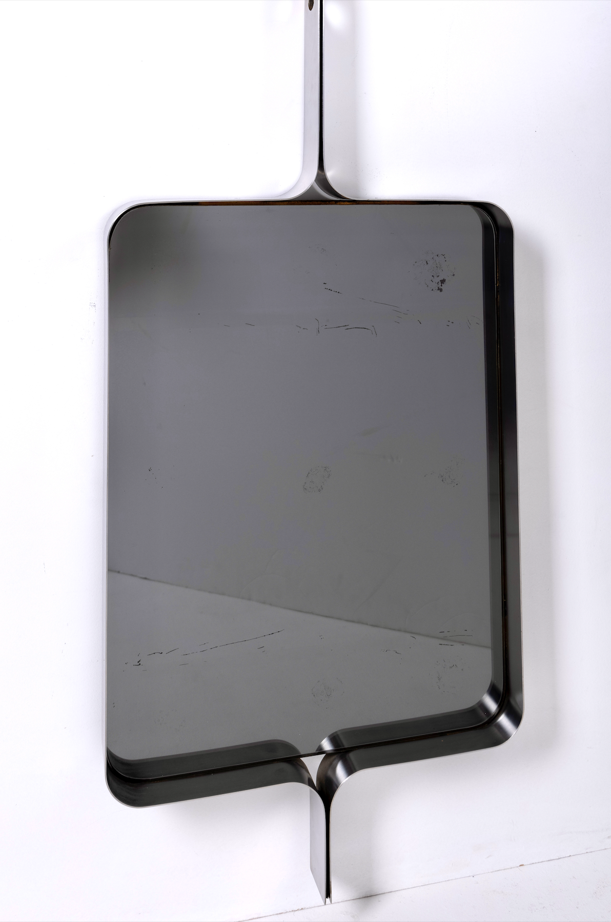 Brushed steel mirror Xavier Feal, 1970s