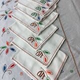 Tablecloth & 9 old monogram linen napkins