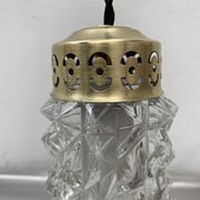 Lot 3 old vintage molded glass pendant lamps