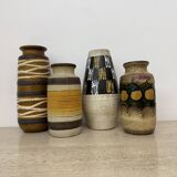 Set of 4 ceramic scheurich west Germany vases , 1970s