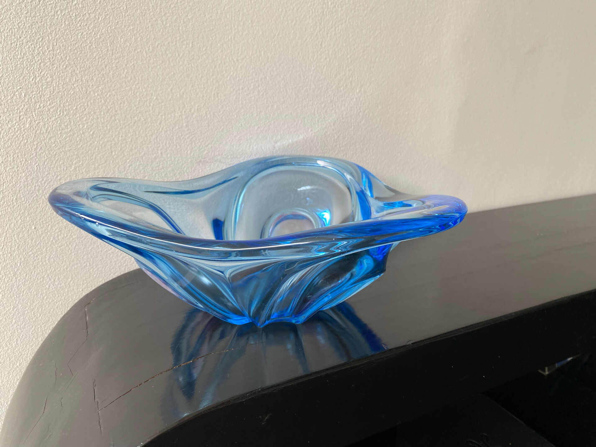 Large light blue Murano fruit bowl