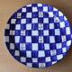 Large gingham ceramic dish