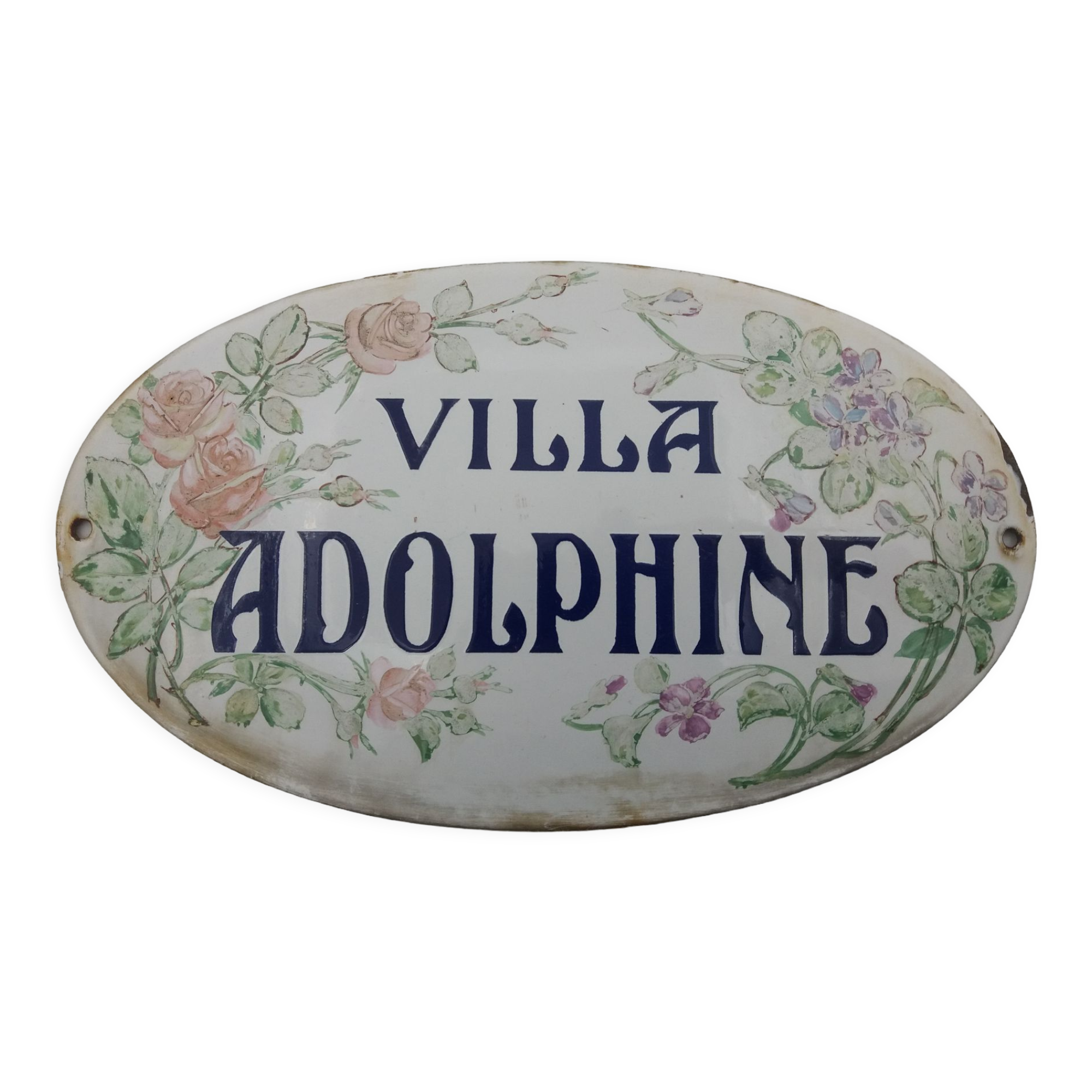 Enamelled and domed plaque Villa Adolphine