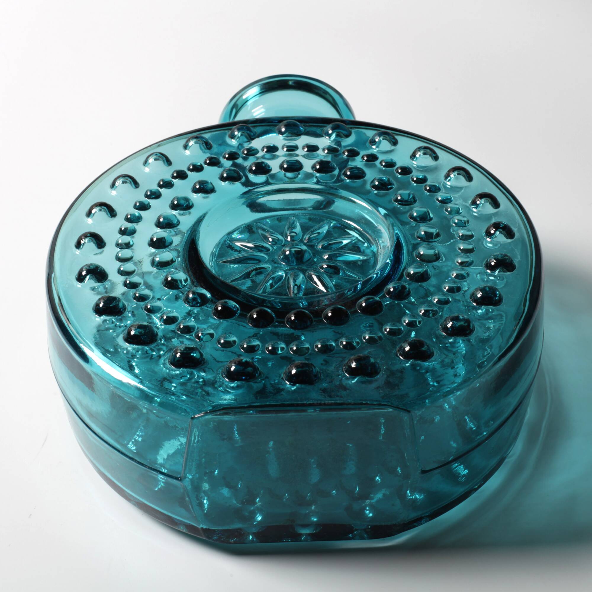 Teal Sunburst Blue Bubble Glass Vase / Erich Jachmann for WMF / 1960s