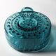 Teal Sunburst Blue Bubble Glass Vase / Erich Jachmann for WMF / 1960s