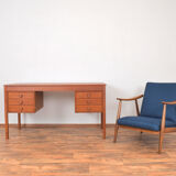 Teak desk and walnut armchair