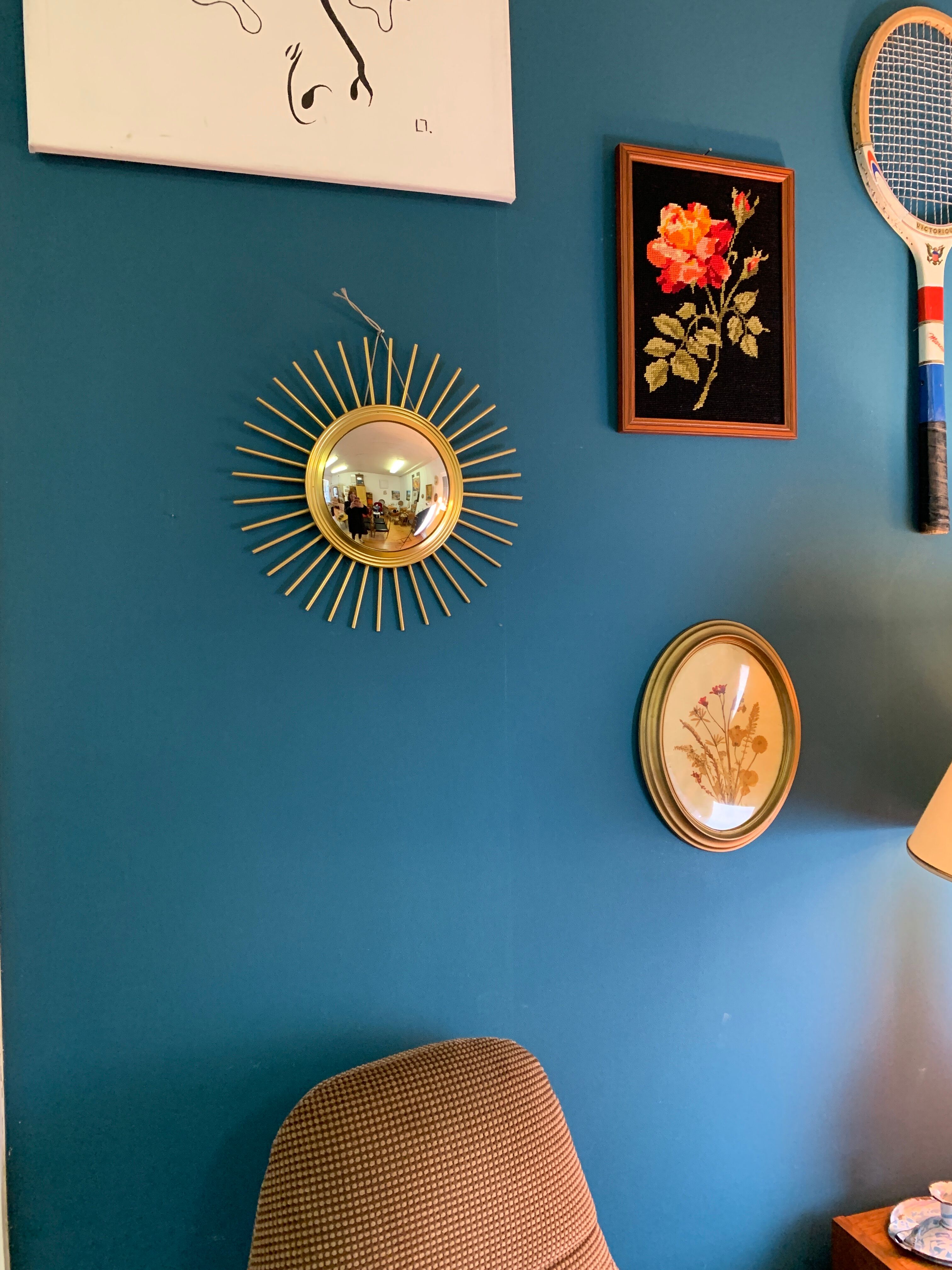 Vintage metal sun mirror