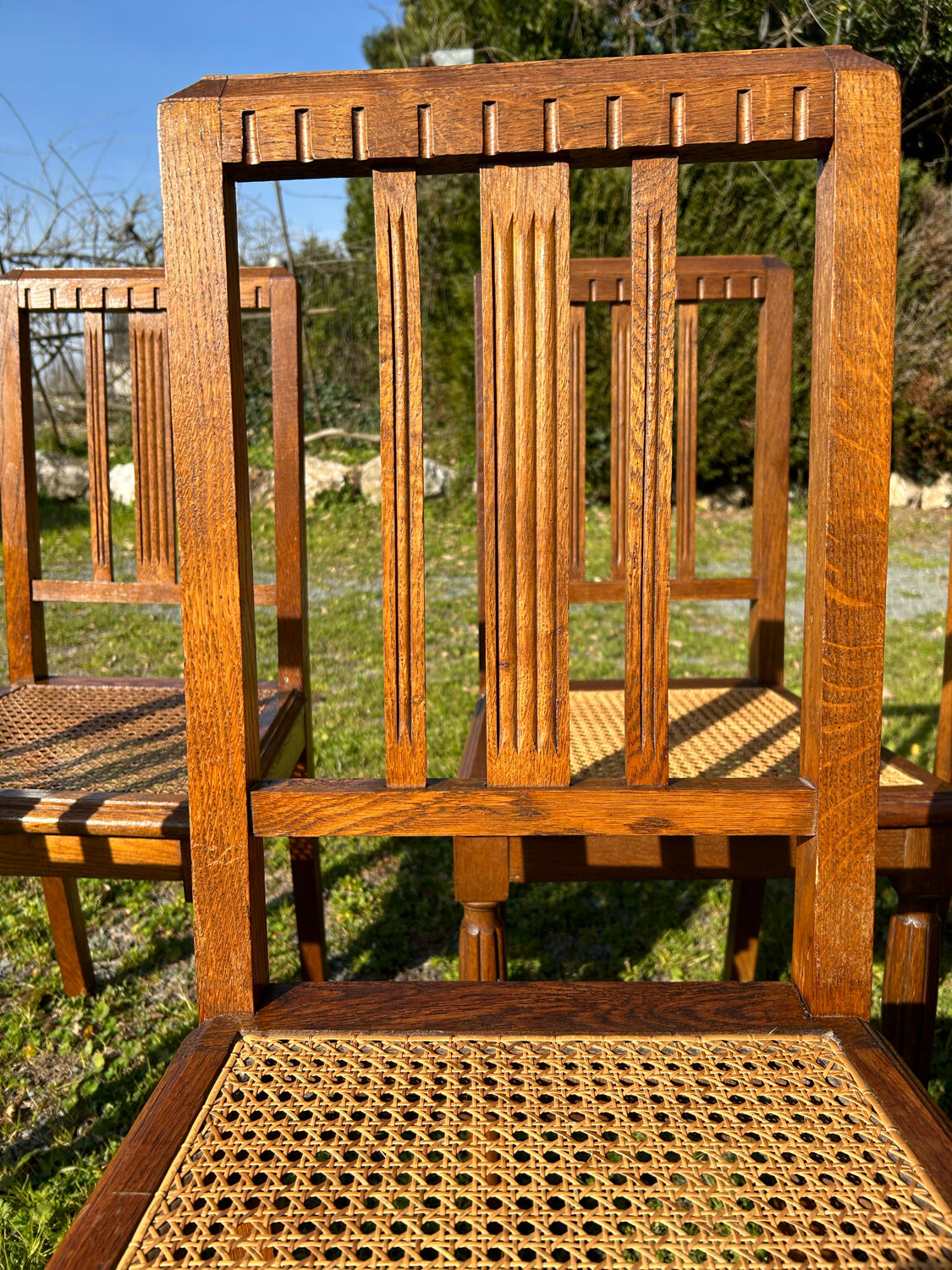 6 chairs tanned oak art deco