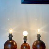 3 wooden ball lamp bases.