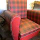 Red faux leather armchair