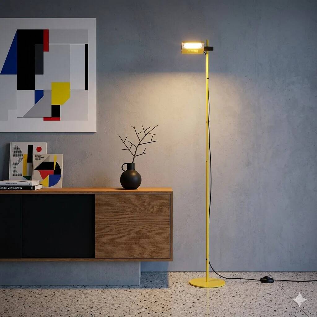 Vintage floor lamp in metal and aluminium, Italy, 1980s.