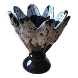 Vase en grès noir et blanc flamme grand feu
