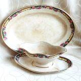 Ancien plat /légumier de table avec saucière, vaisselle vintage début 20e