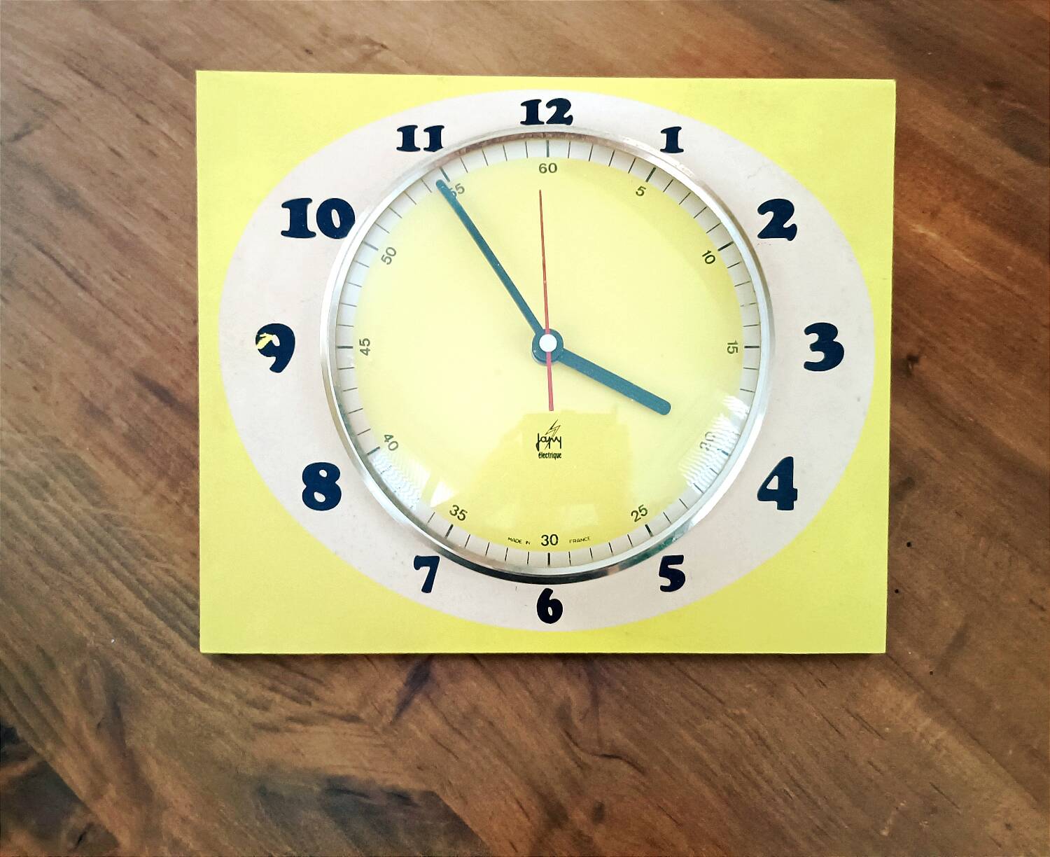 Vintage Japy yellow clock made in France
