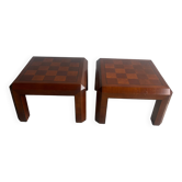 Paire de tables d’appoint en parquet damier – années 1970