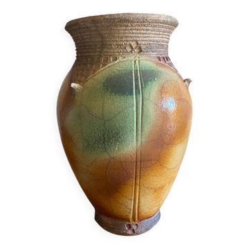 Handcrafted raku ceramic vase