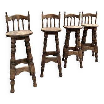 Set of 4 brutalist bar stools
