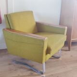 Fauteuil cube cantilever vintage années 50-60 vert anis