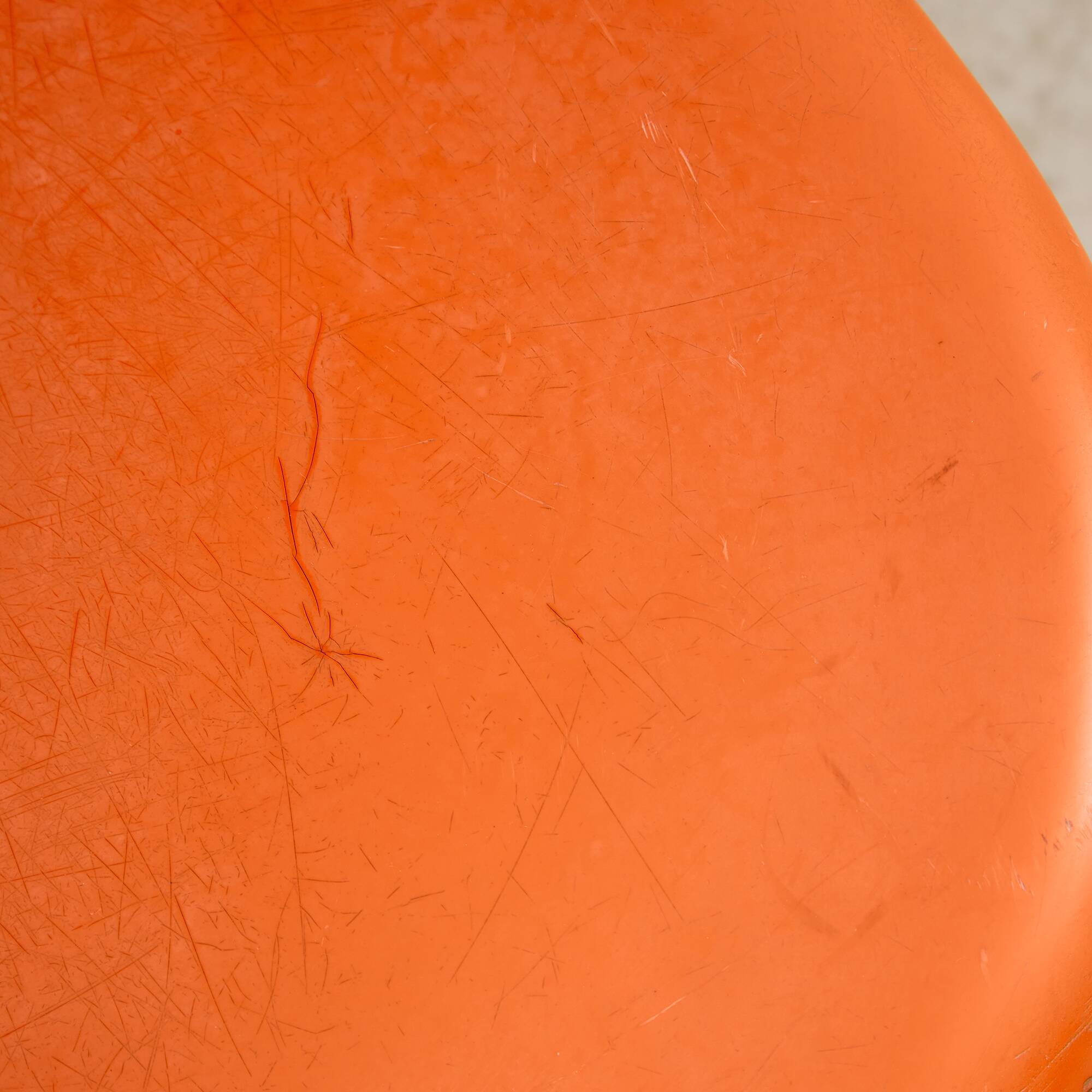 Set of Single-base Orange Molded Chairs, 1970s