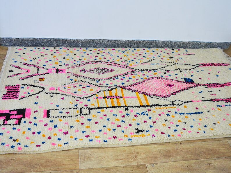 Colorful diamond berber carpet 254 x 147 cm