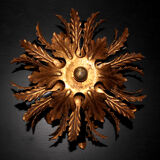 Banci firenze gilded flush mount italian wall lamp, 1960s