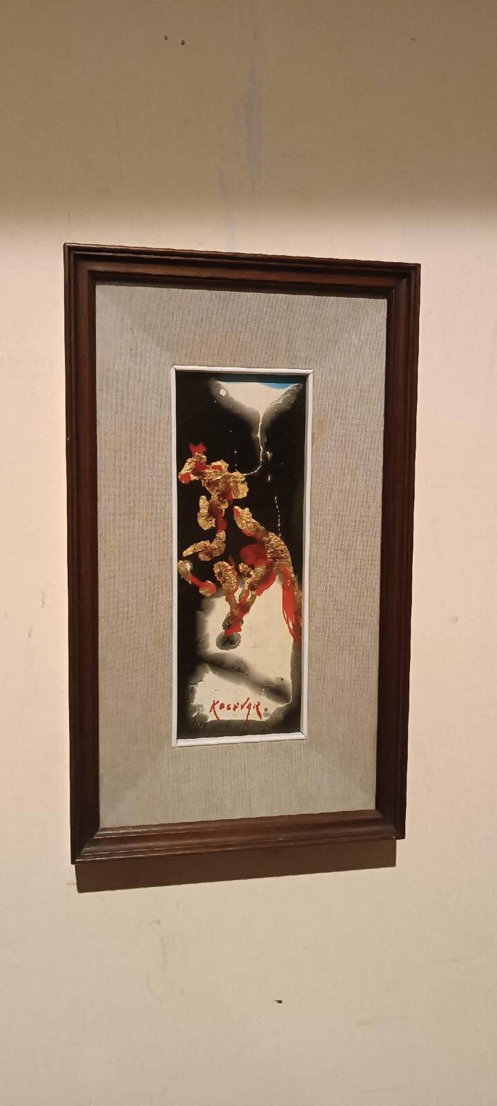 Abstract painting of a horse - gold leaf and enamel - Kocevar, 1970s