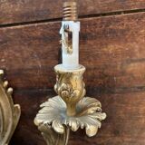 Set of 5 pairs of Louis XV style gilt bronze wall lights + bulbs