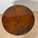 Round Biedermeier Sewing Table in Walnut with Ebonized Legs, South Germany, 1825