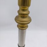 Brass and chrome-plated steel lamp base.
