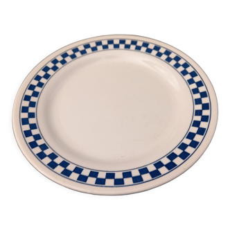 Assiette à dessert décor damier bleu ‘’oxford made in brazil ‘’ n° 5930