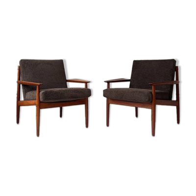 2 fauteuils en teck vintage par Arne Vodder pour Glostrup du Danemark