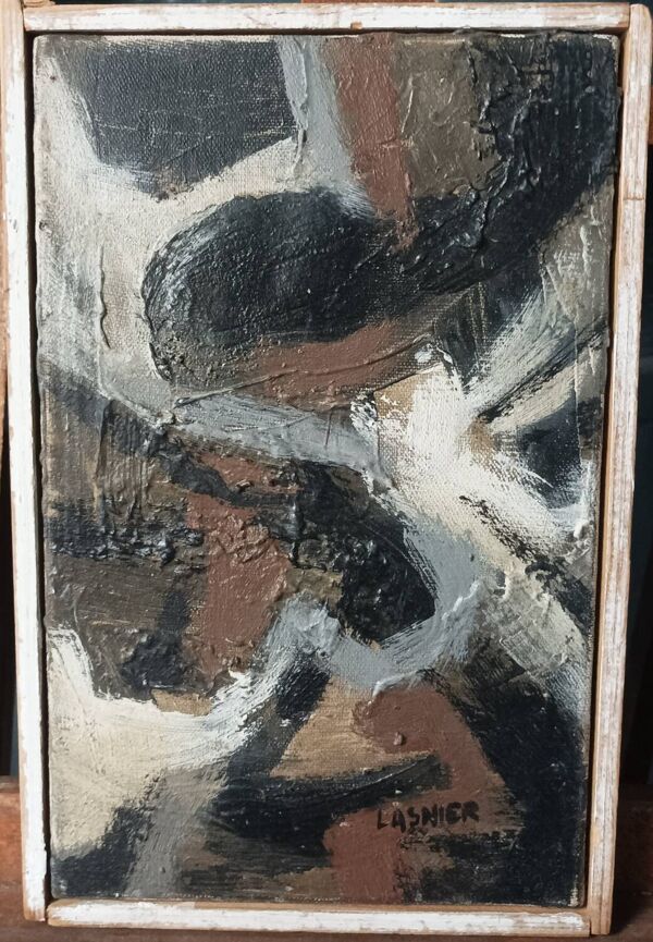 Jean Lasnier, petite huile sur toile, abstraction