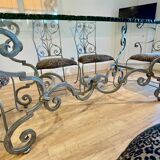 Table en fer forgé , 4 chaises et 2 fauteuils, Italie