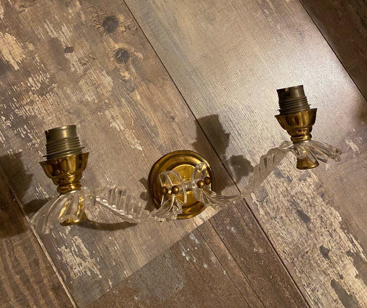 Double brass wall light from the 60s