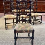 Suite de 4 chaises et 2 fauteuils anglais XIXème en chêne