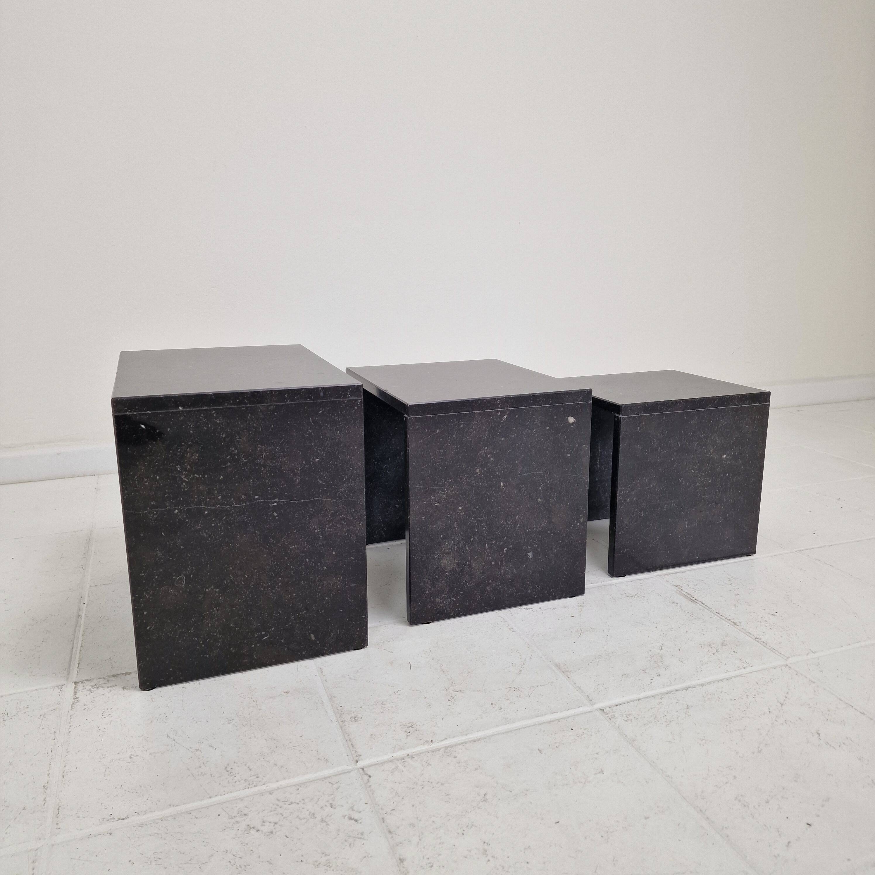 Set of 3 Italian Marble Nesting Tables, 1980s