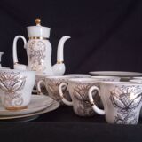 Lomonosov 29-piece porcelain coffee set, cast patterns enhanced with 24k gold