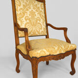 Set of 2 armchairs in carved oak, Louis XV style