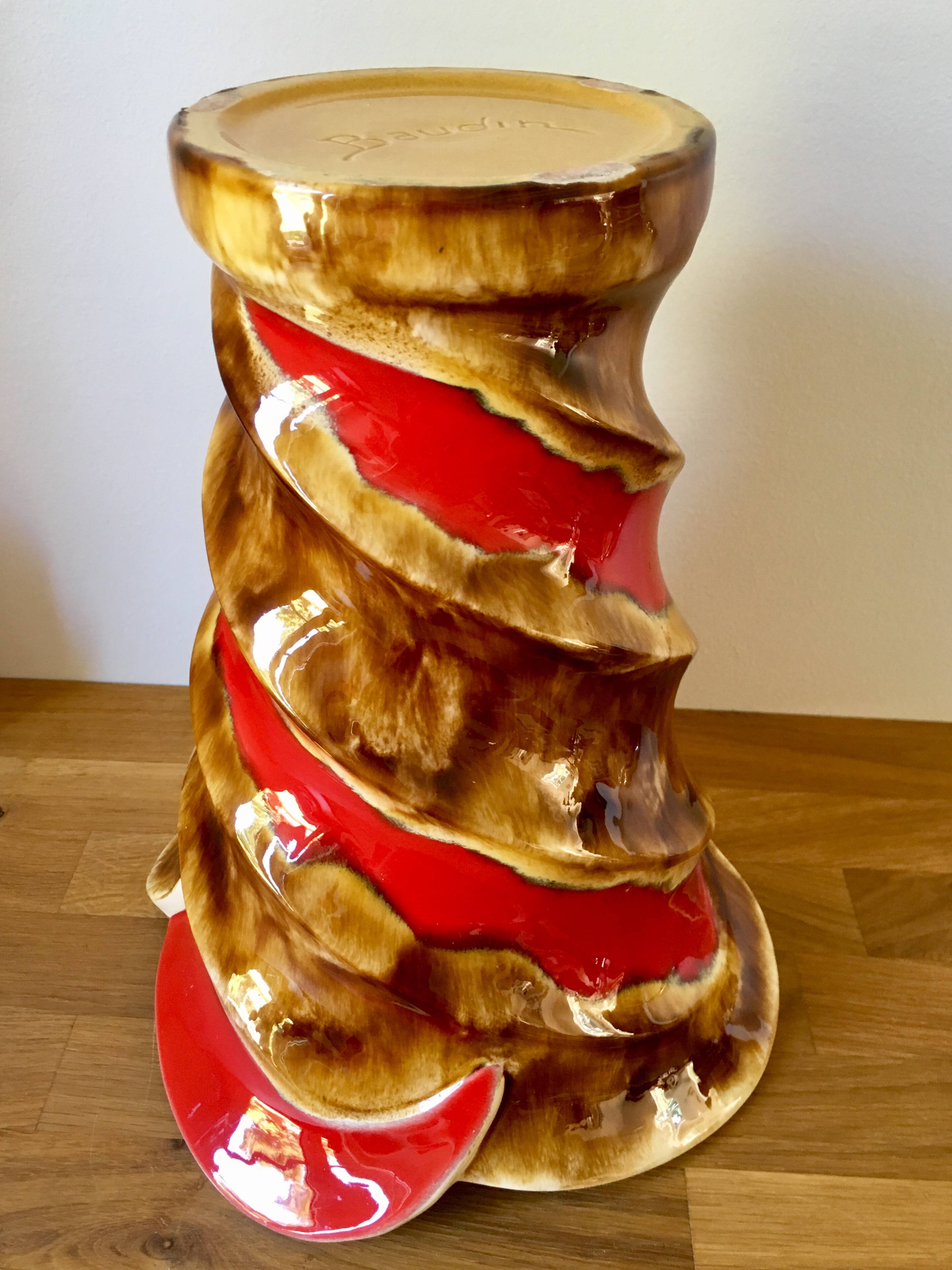 Grand vase en céramique emaillée signé baudin